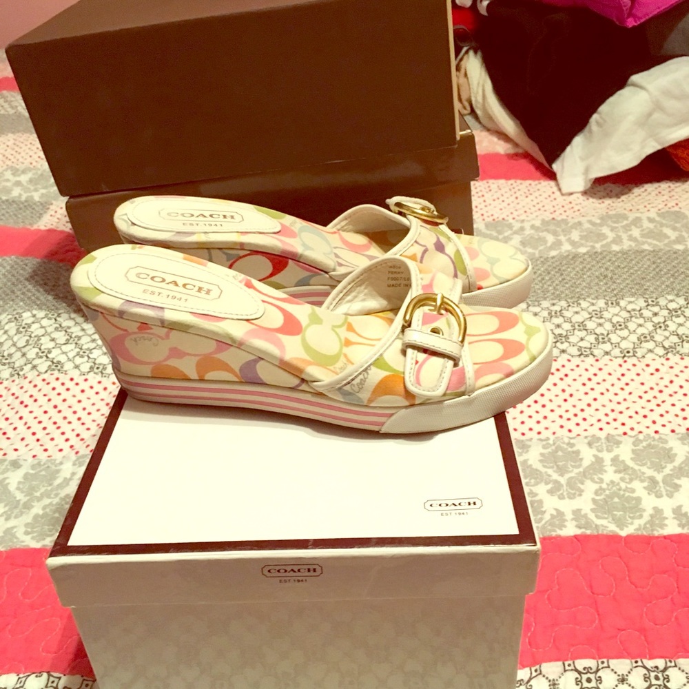 Authentic Coach multi color wedges